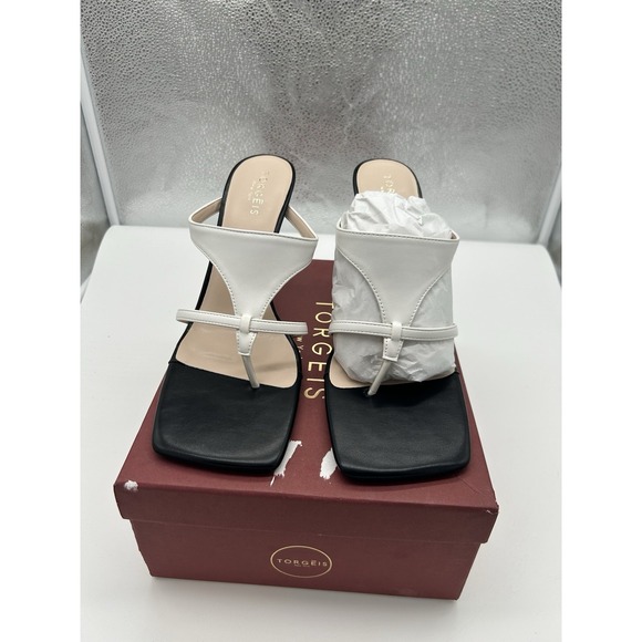 New Torgeis Aconite Faux Leather High Heel Thong Sandals Black Size EU 41 US 10 - Picture 3 of 7